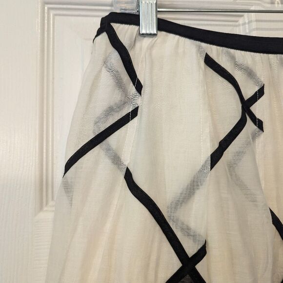 Nic & Zoe Black and White layered side zip A-Line flowy goz midi skirt size 8 - Picture 5 of 8
